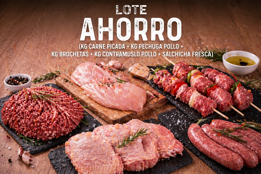 Lote Ahorro (Kg Carne Picada+Kg Pechuga Pollo+Kg Brochetas+Kg Contramuslo Pollo+Salchicha Fresca)